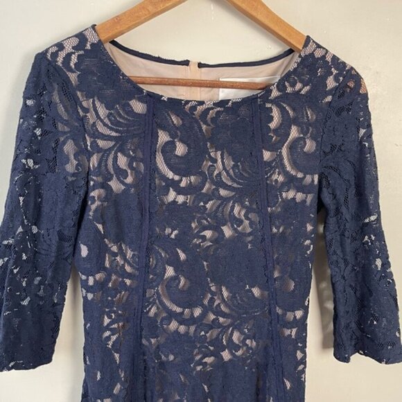InWear midnight navy blue lace overlay PATRICE pencil DRESS size 6 - Picture 9 of 16